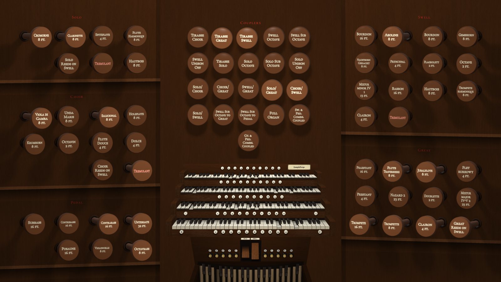 A four-manual console inspired by the French tradition